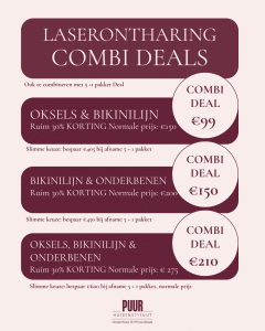 actie laserontharing PUUR Breda Prinsenbeek Oostetrhout Pakket actie 5+1 behandeling gratis